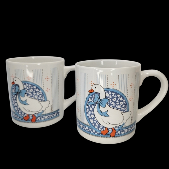 4 Vintage 1990's Country Geese Goose Coffee Mugs Y2K Farmhouse Cottagecore Blue - Picture 6 of 9